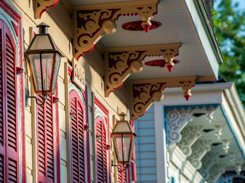 Close up of architectural details on a New Orleans home